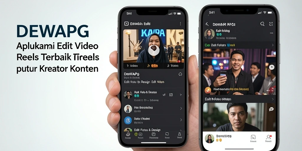 Tampilan antarmuka pengguna DEWAPG saat mengedit video reels.