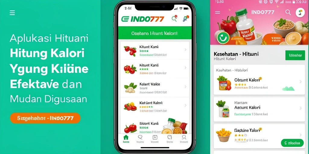 Antarmuka aplikasi INDO777 yang menampilkan fungsi Hitung Kalori.