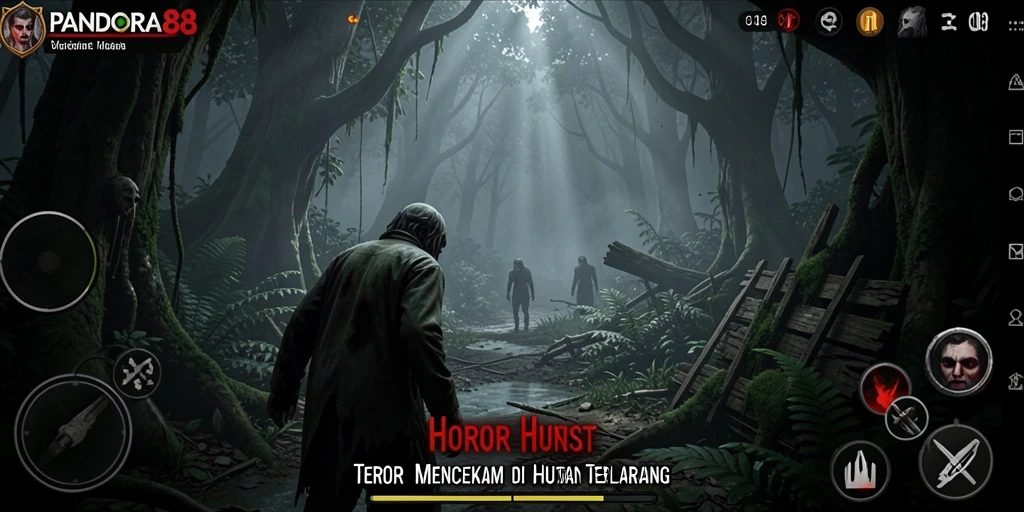 Tampilan antarmuka PANDORA88 yang menegangkan saat menjelajahi hutan horor.
