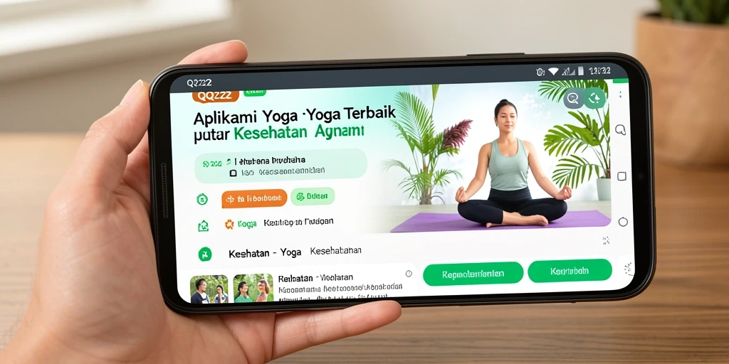 Antarmuka aplikasi QQ222 yang menawan untuk latihan Yoga.