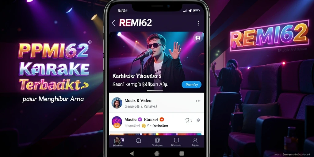 Tampilan antarmuka REMI62 yang menarik untuk sesi karaoke.