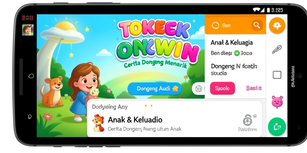 Tampilan antarmuka ramah anak dari aplikasi Dongeng Audio.