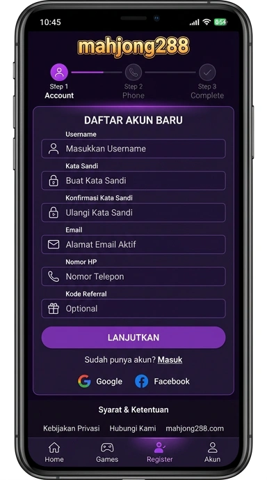 Daftar Akun Baru mahjong288 untuk Pengguna Android